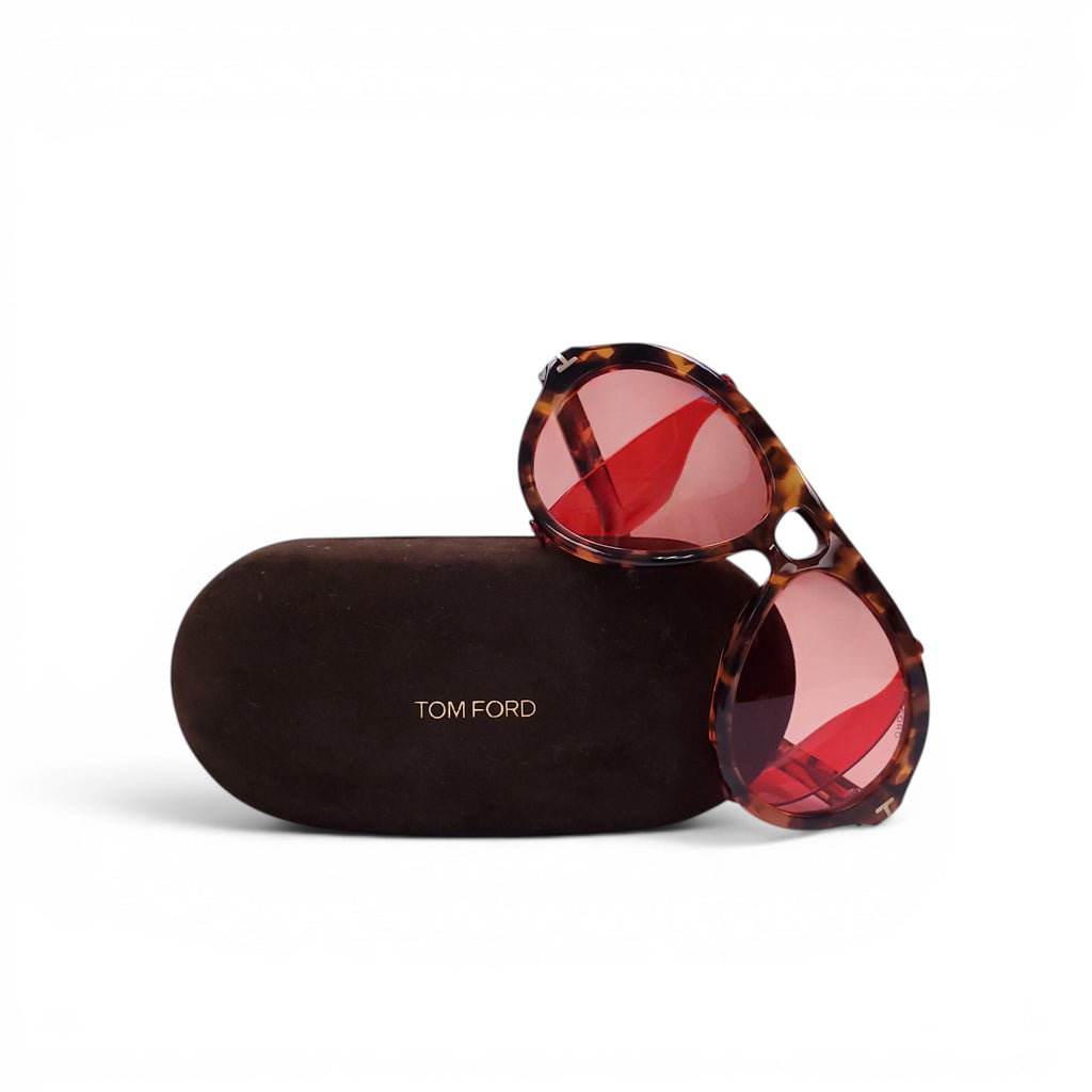 TOM FORD TORTOISE AVIATOR SUNGLASSES WITH PINK LENSES