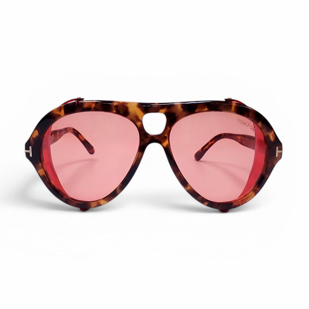 TOM FORD TORTOISE AVIATOR SUNGLASSES WITH PINK LENSES