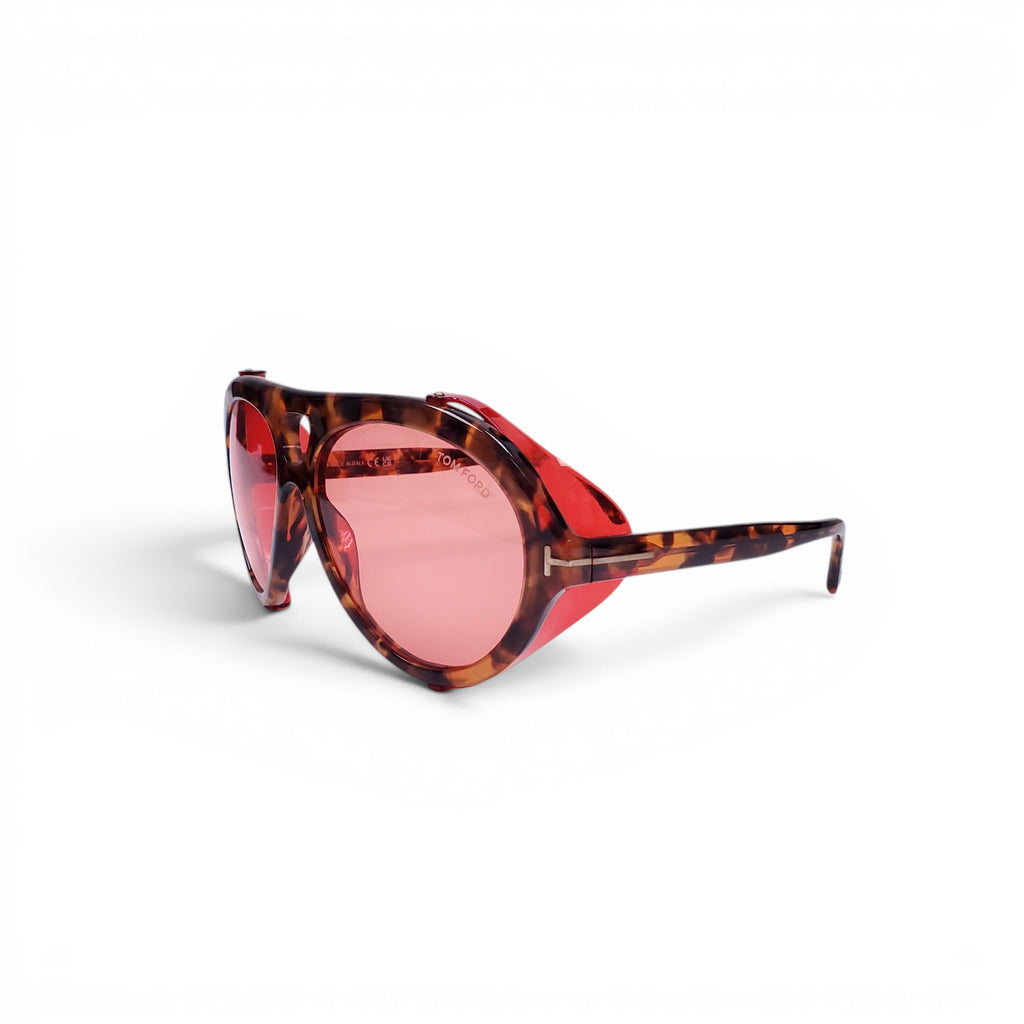 TOM FORD TORTOISE AVIATOR SUNGLASSES WITH PINK LENSES