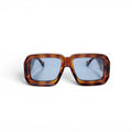 LOEWE TORTOISE SHELL SQUARE SUNGLASSES WITH TEAL LENSES