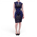 ALEXANDER MCQUEEN BLUE AND PURPLE KNIT DRESS - SIZE M