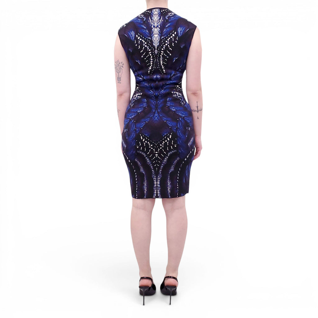 ALEXANDER MCQUEEN BLUE AND PURPLE KNIT DRESS - SIZE M