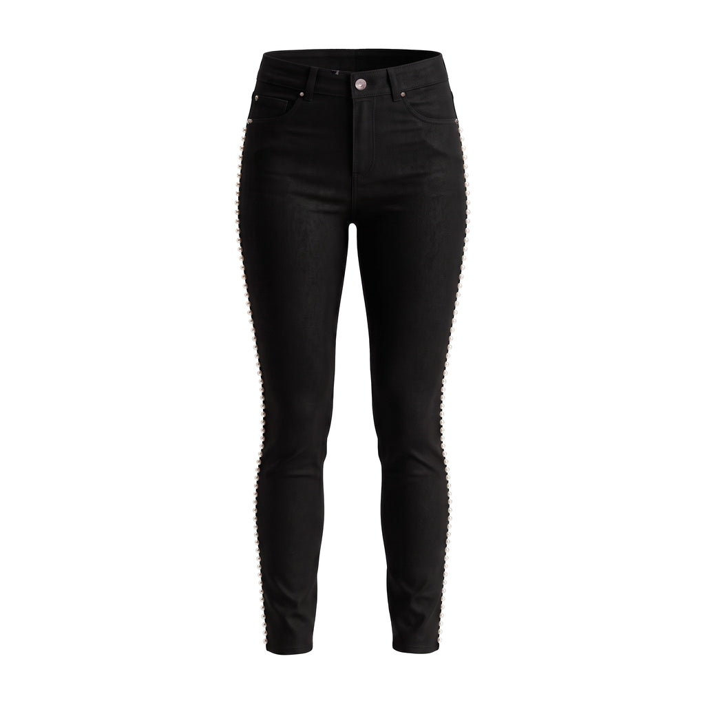 ALEXANDER MCQUEEN BLACK JEANS WITH PEARL BEAD DETAILS - SIZE 38
