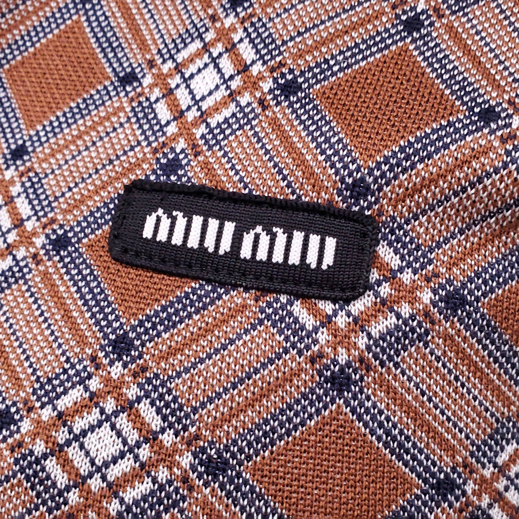 MIU MIU SILK ARGYLE POLO WITH ZIPPER DETAIL - SIZE 38