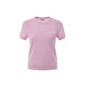 MIU MIU PINK DOTTED KNIT LOGO SHORT-SLEEVE SWEATER - SIZE XS