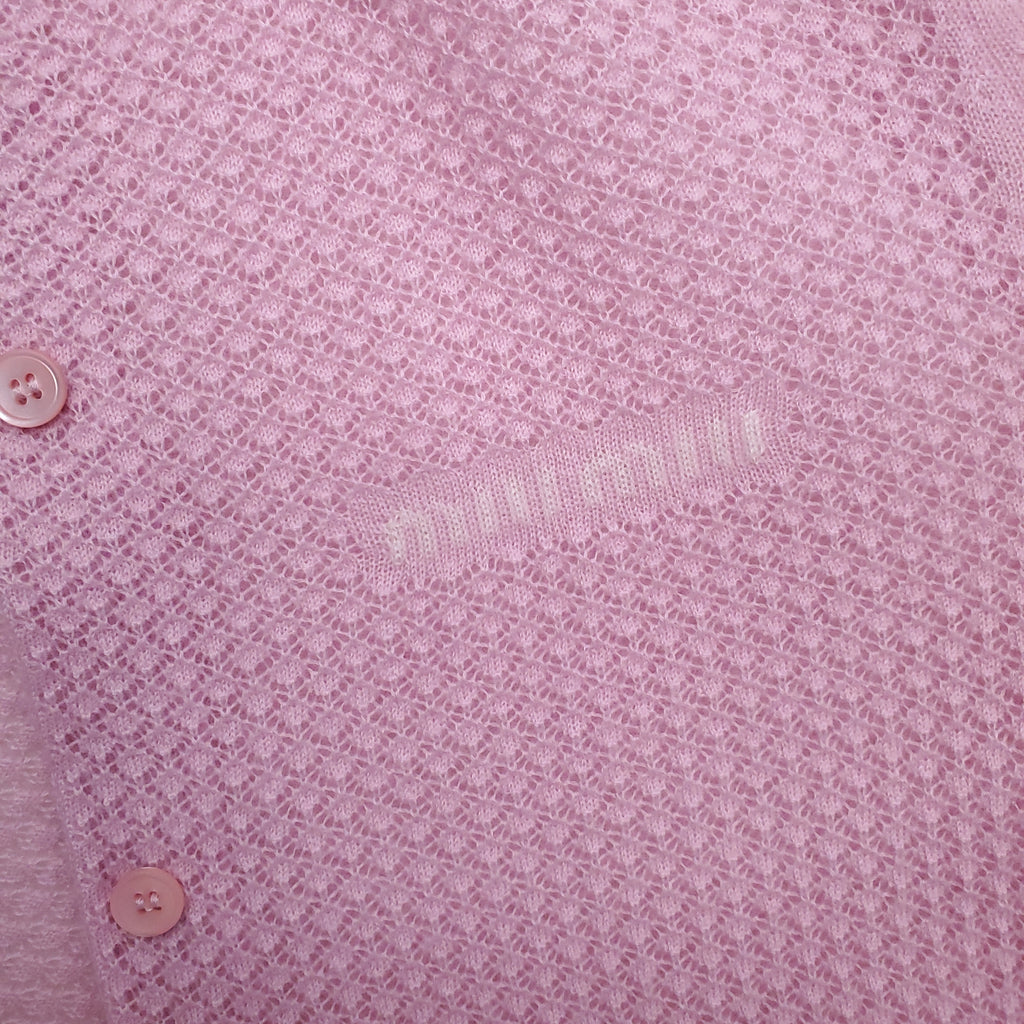 MIU MIU PINK DOTTED KNIT LOGO CARDIGAN - SIZE 38