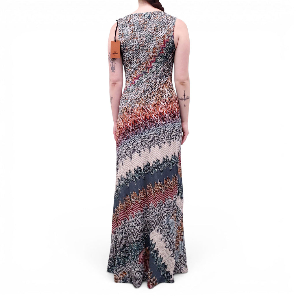MISSONI CHEVRON PANELLED LONG DRESS - SIZE 42