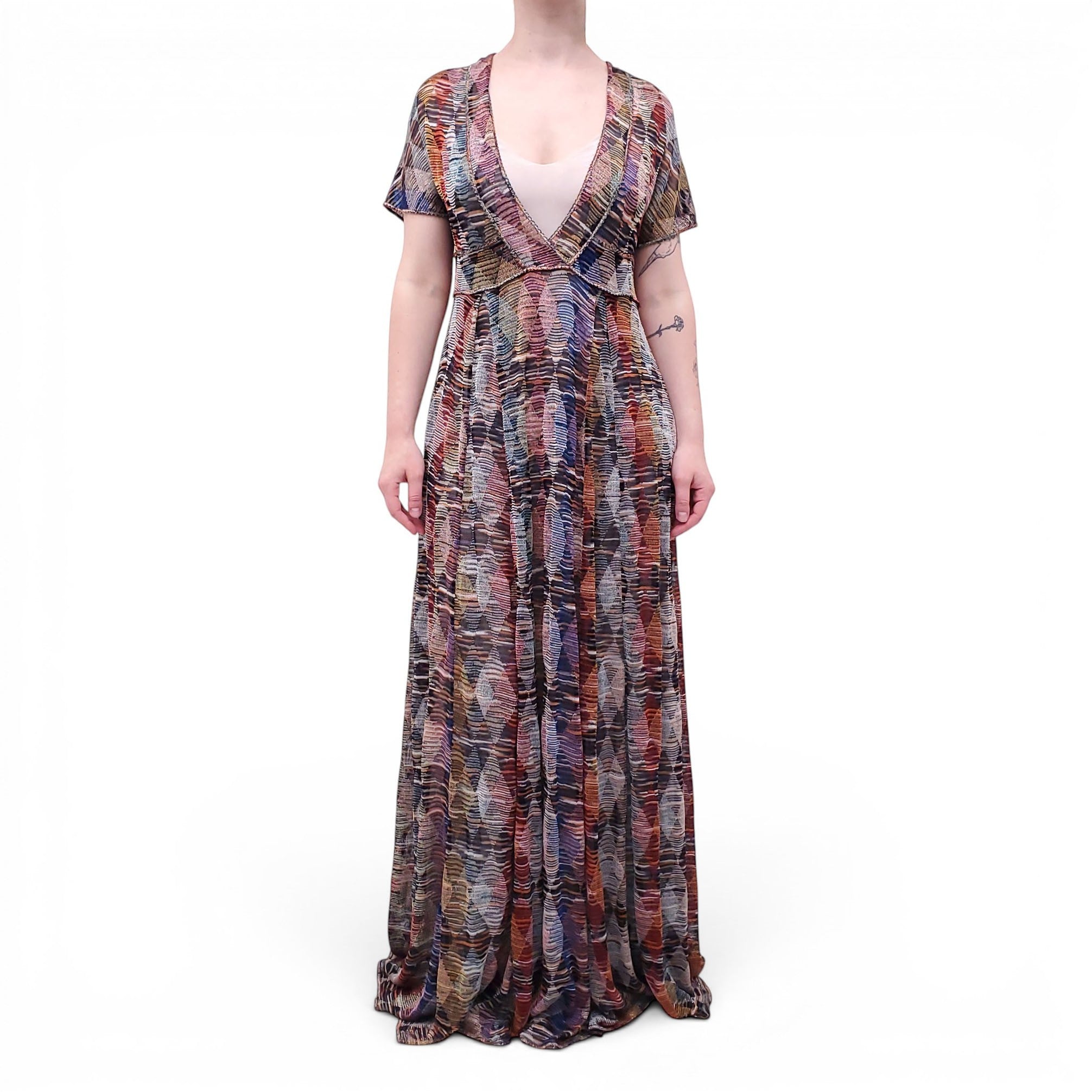 MISSONI RUNWAY METALLIC PATTERNED MAXI DRESS - SIZE 40