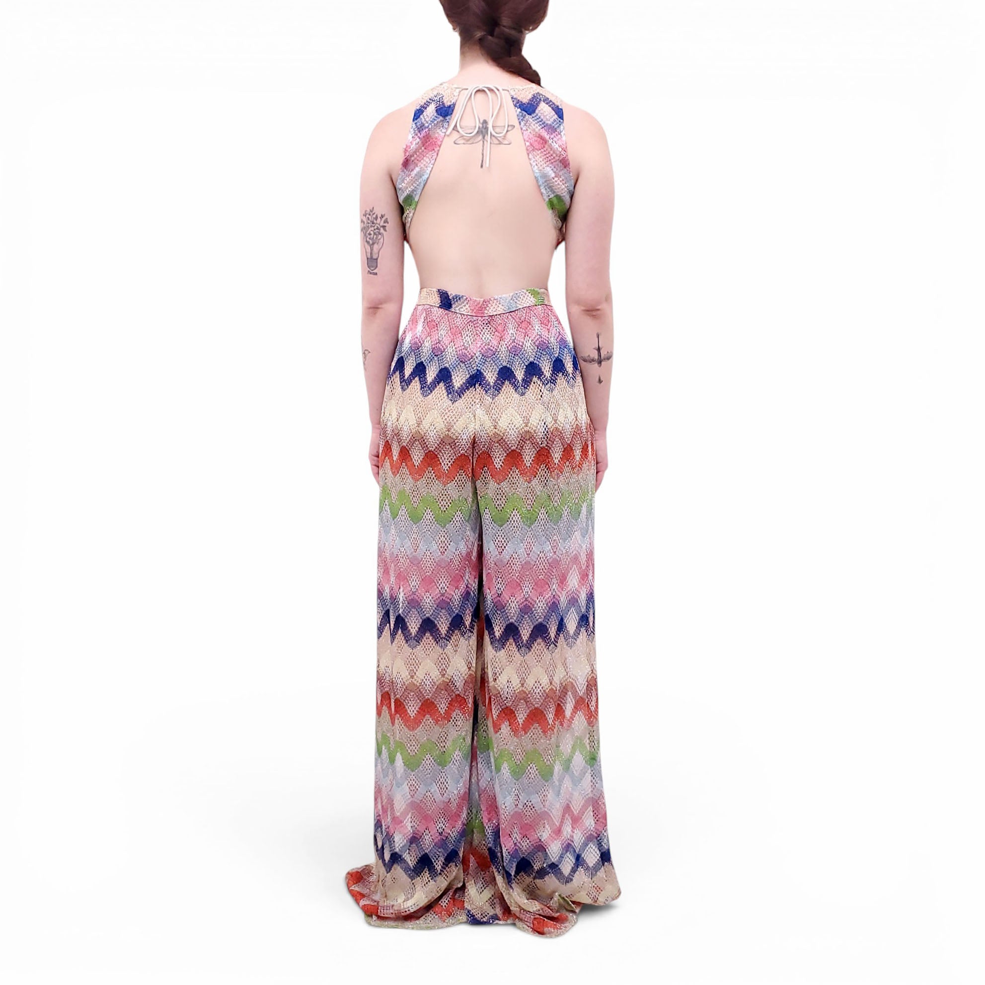 MISSONI MULTICOLOURED METALLIC ZIGZAG LAMÉ JUMPSUIT - SIZE 40