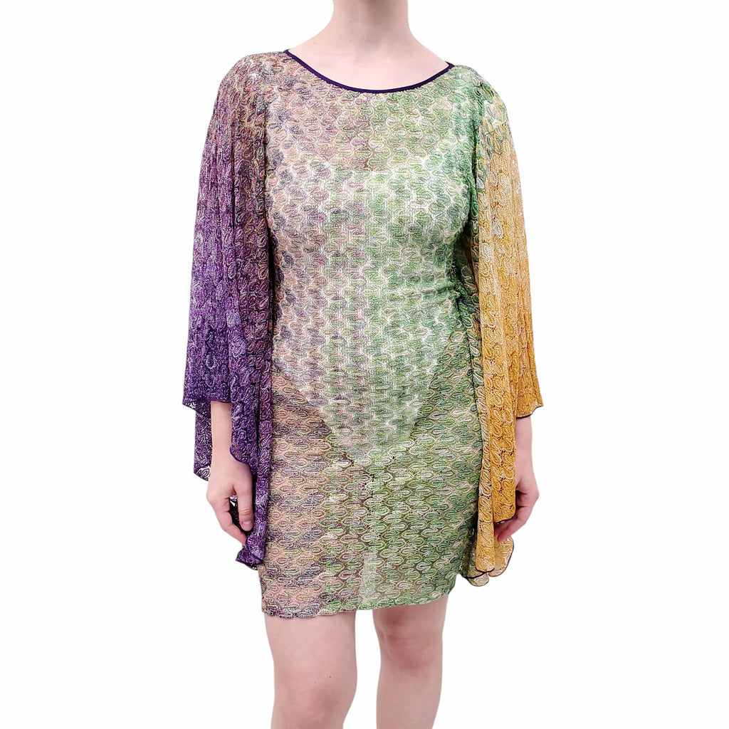 MISSONI OMBRE METALLIC LUREZ COVER-UP MINI DRESS - SIZE M