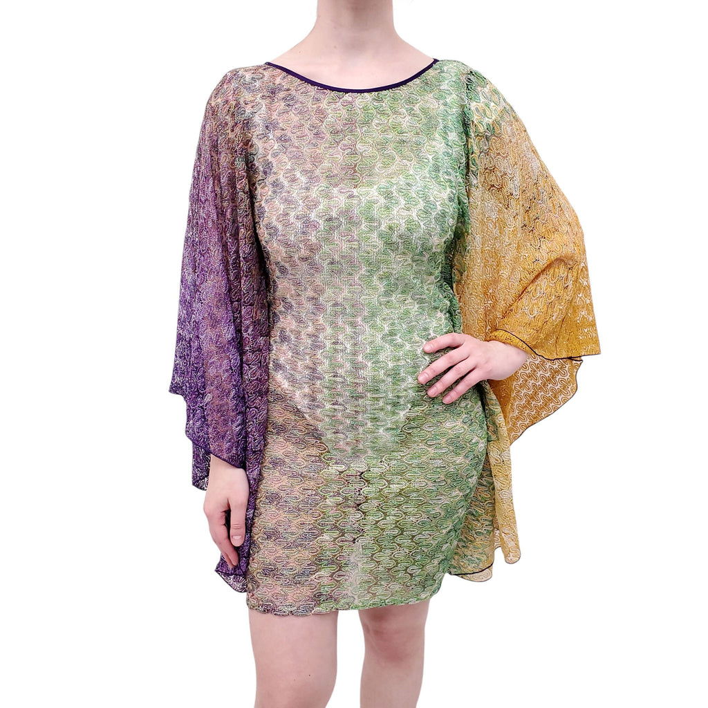 MISSONI OMBRE METALLIC LUREZ COVER-UP MINI DRESS - SIZE M