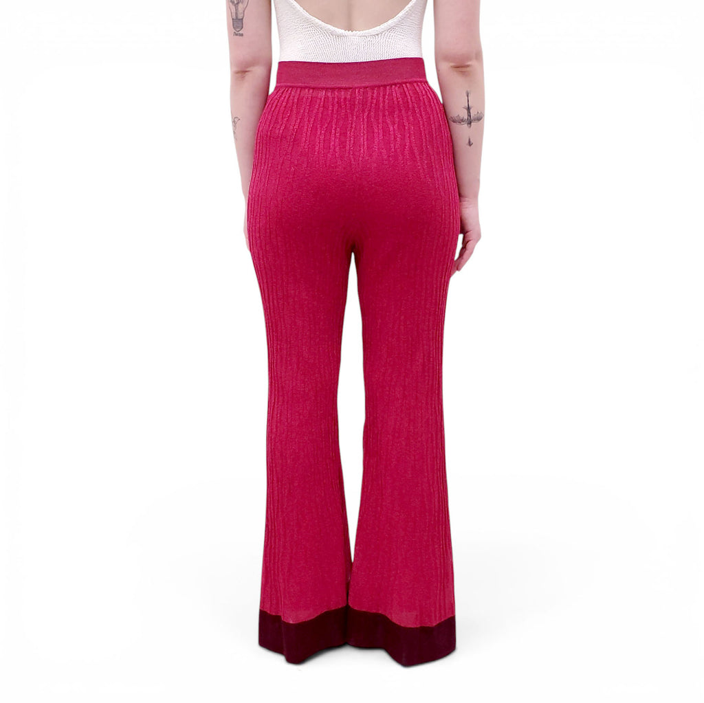 MISSONI PINK KNIT FLARED TROUSERS - SIZE 40
