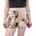 CHRISTIAN DIOR TAUPE FLORAL JACQUARD SHORTS - SIZE 34