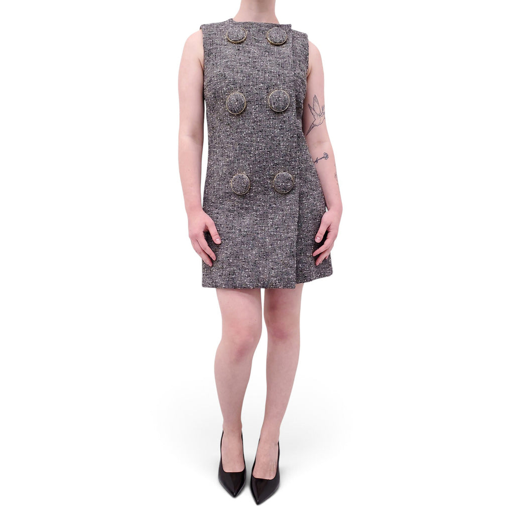 GUCCI SALT & PEPPER BLAZER DRESS WITH LARGE BUTTONS - SIZE 40