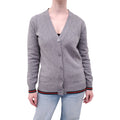 GUCCI GREY CASHMERE BLEND CARDIGAN WITH RED AND GREEN RIBBON DETAIL - SIZE XS