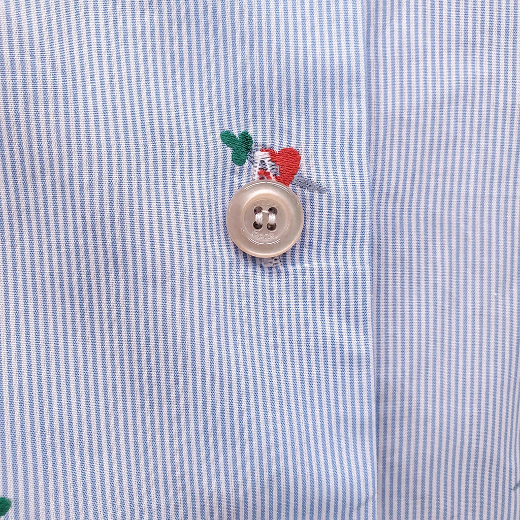 GUCCI BLUE STRIPED SHIRT WITH DAGGER HEART ICONS - SIZE 40