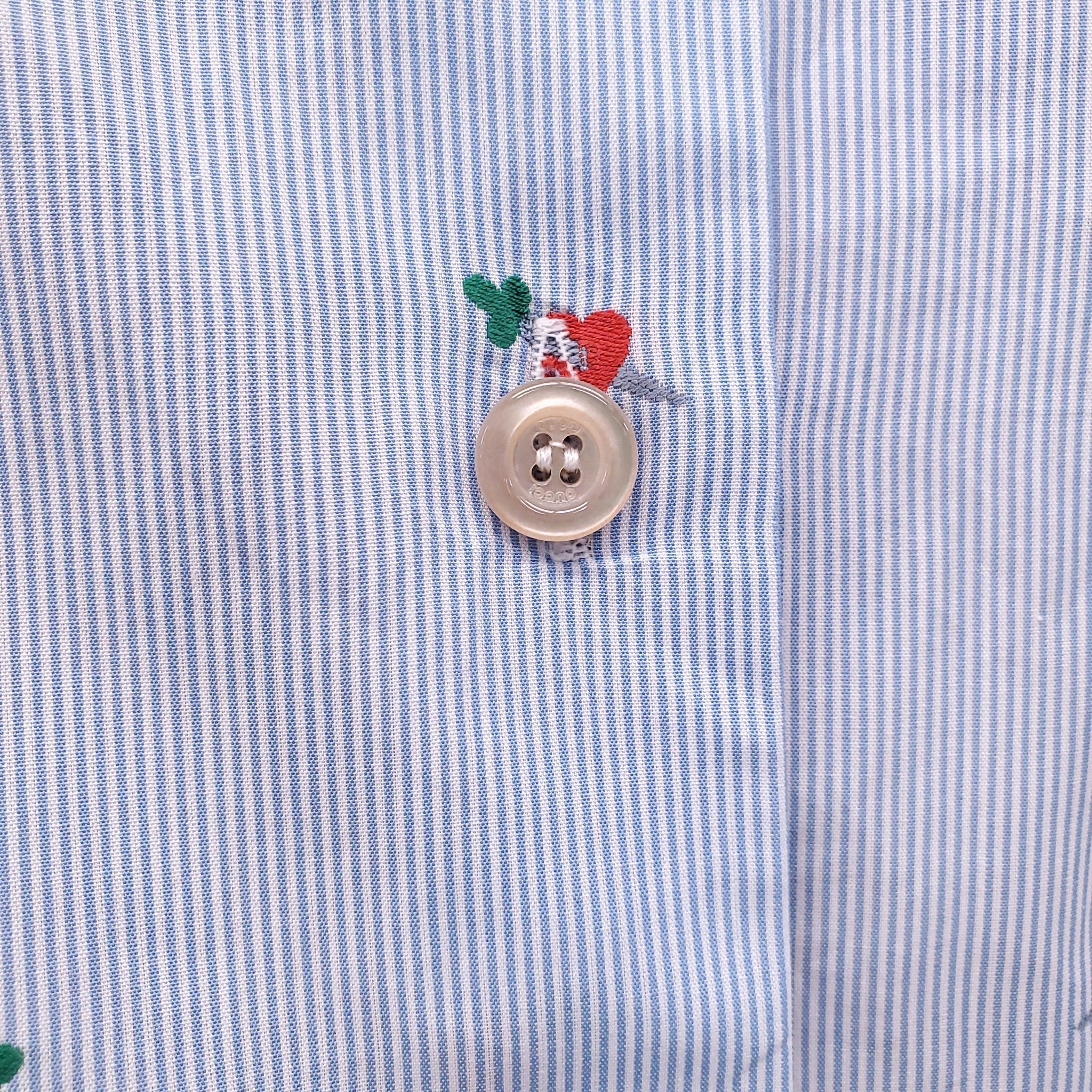 GUCCI BLUE STRIPED SHIRT WITH DAGGER HEART ICONS - SIZE 40