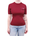 GUCCI BURGUNDY KNIT STRETCH POLO TOP WITH LOGO - SIZE XS