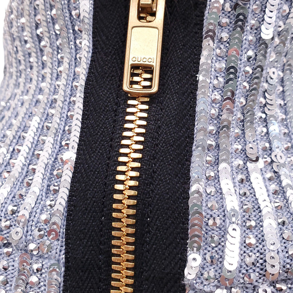GUCCI SILVER SEQUIN CRYSTAL EMBELLISHED SWEATER - SIZE S