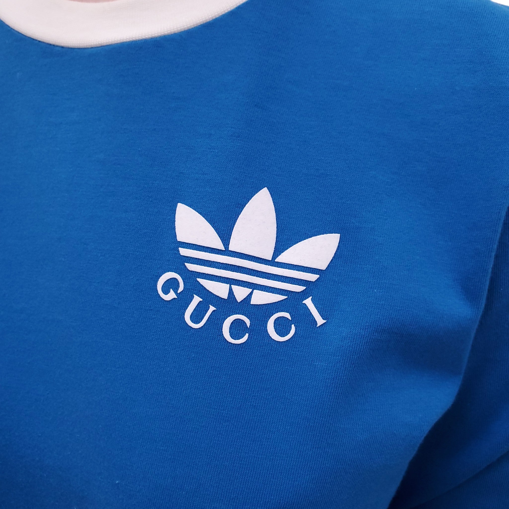 GUCCI x ADIDAS BLUE LOGO T-SHIRT DRESS - SIZE S