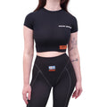 HERON PRESTON BLACK CROPPED LOGO T-SHIRT - SIZE XXS
