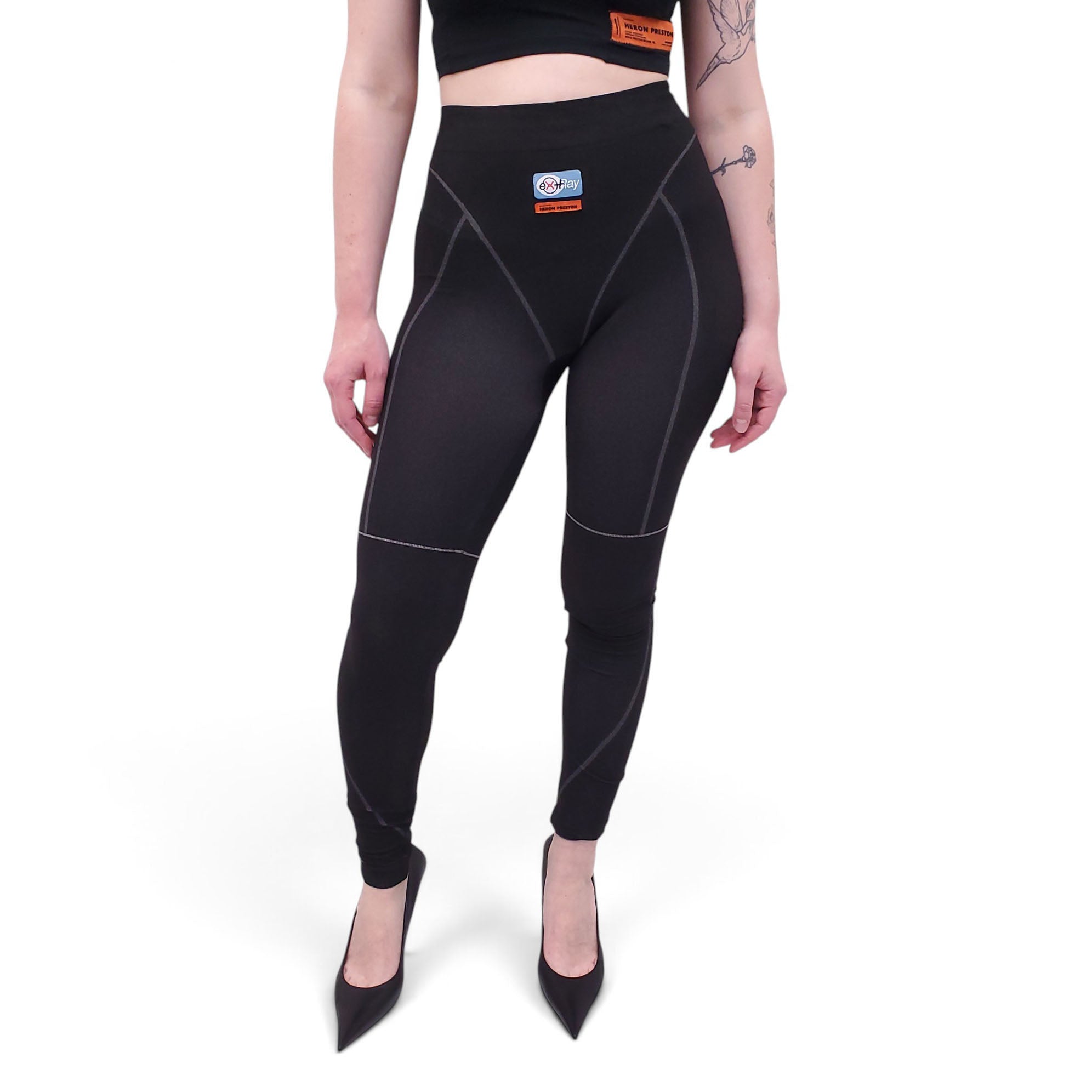 HERON PRESTON BLACK LOGO LEGGINGS - SIZE S/M