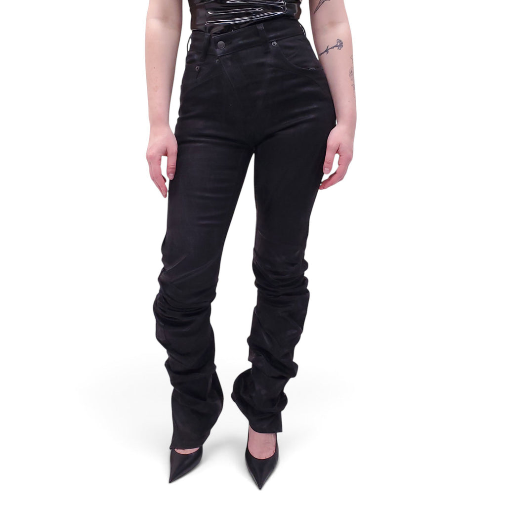 OTTOLINGER BLACK GLAZED JEANS - SIZE XS