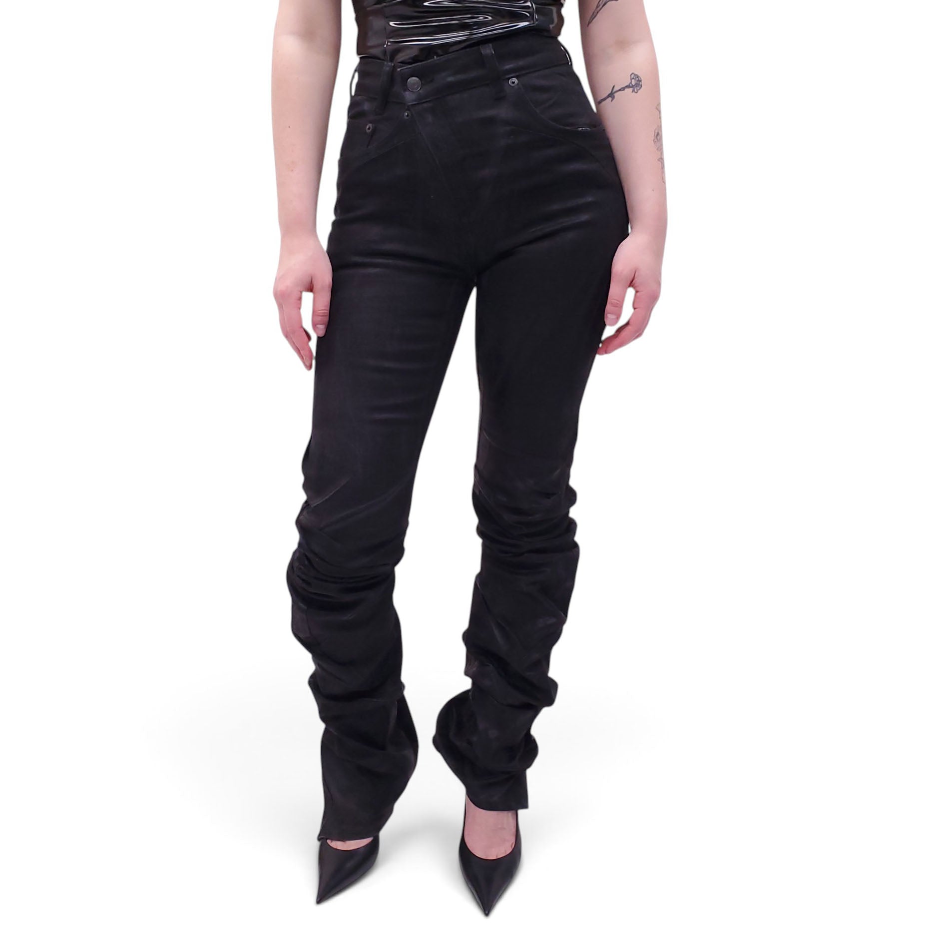 OTTOLINGER BLACK GLAZED JEANS - SIZE XS