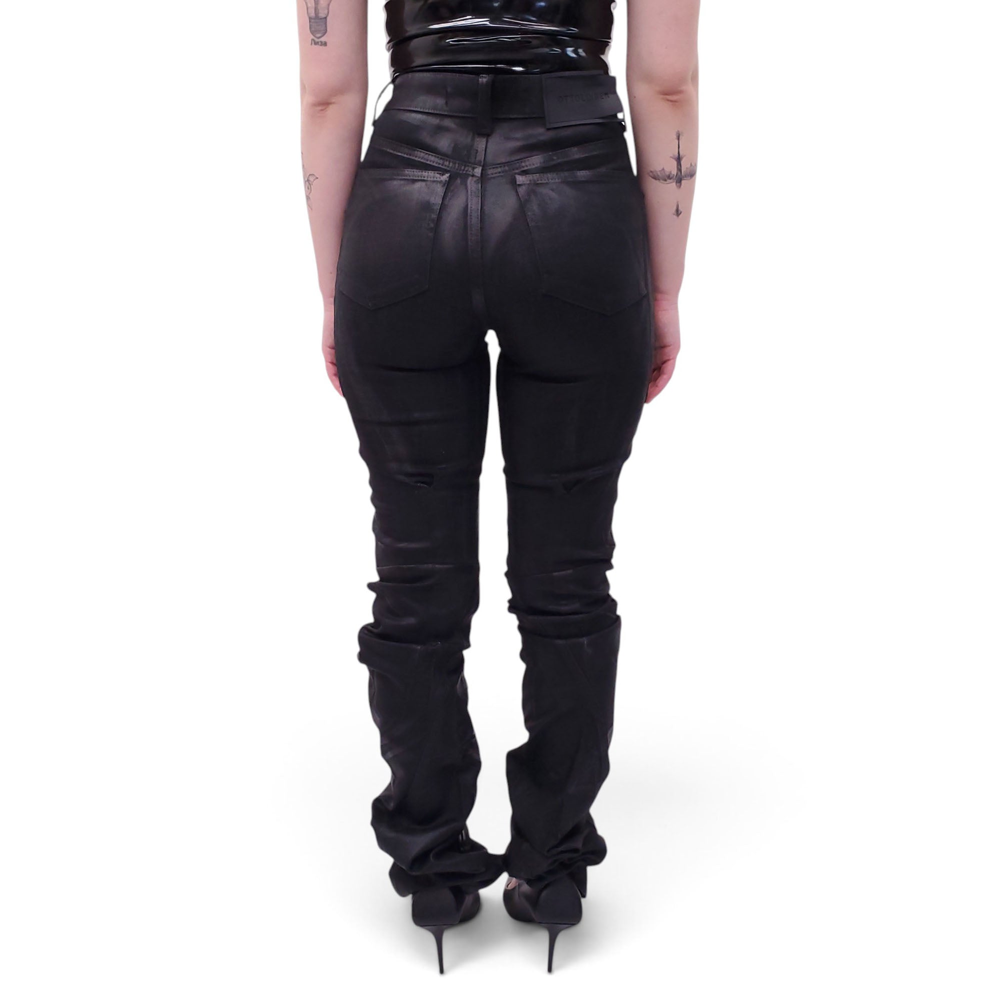 OTTOLINGER BLACK GLAZED JEANS - SIZE XS