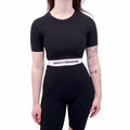 PACO RABANNE BLACK LOGO CROP TOP - SIZE XS