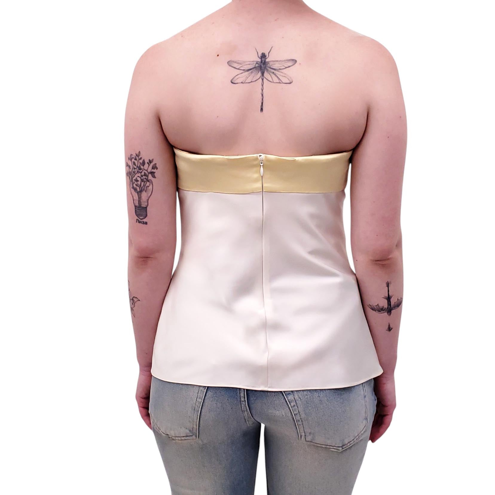 HELSA YELLOW BOW STRAPLESS CORSET TOP - SIZE M