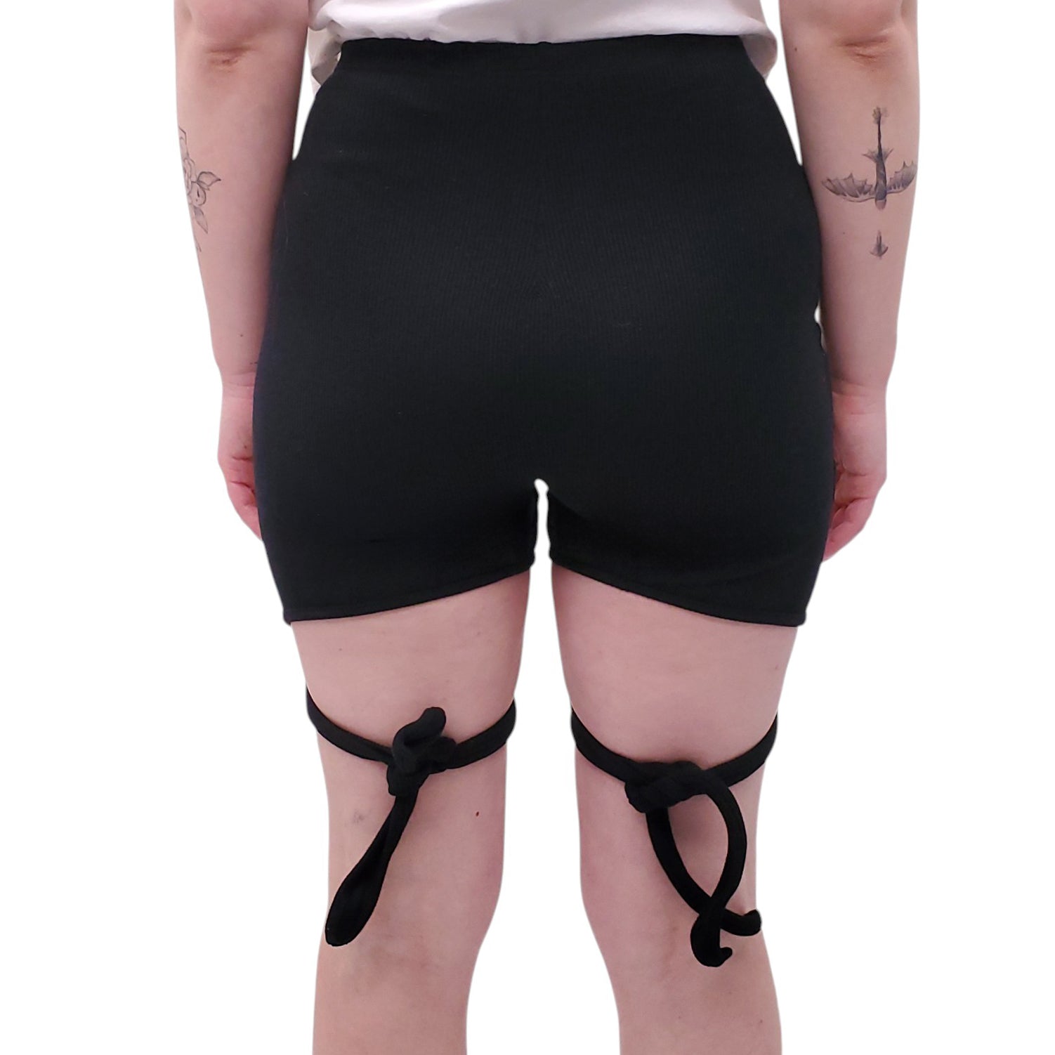 OTTOLINGER BLACK RIBBED SHORTS WITH TIES - SIZE S