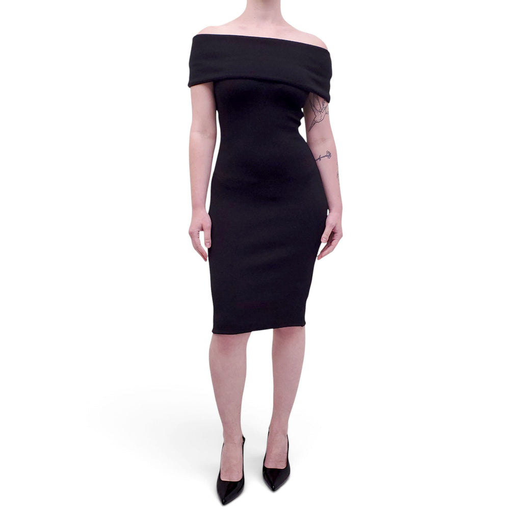 BOTTEGA VENETA BLACK TECHNICAL TEXTURED NYLON DRESS - SIZE 36