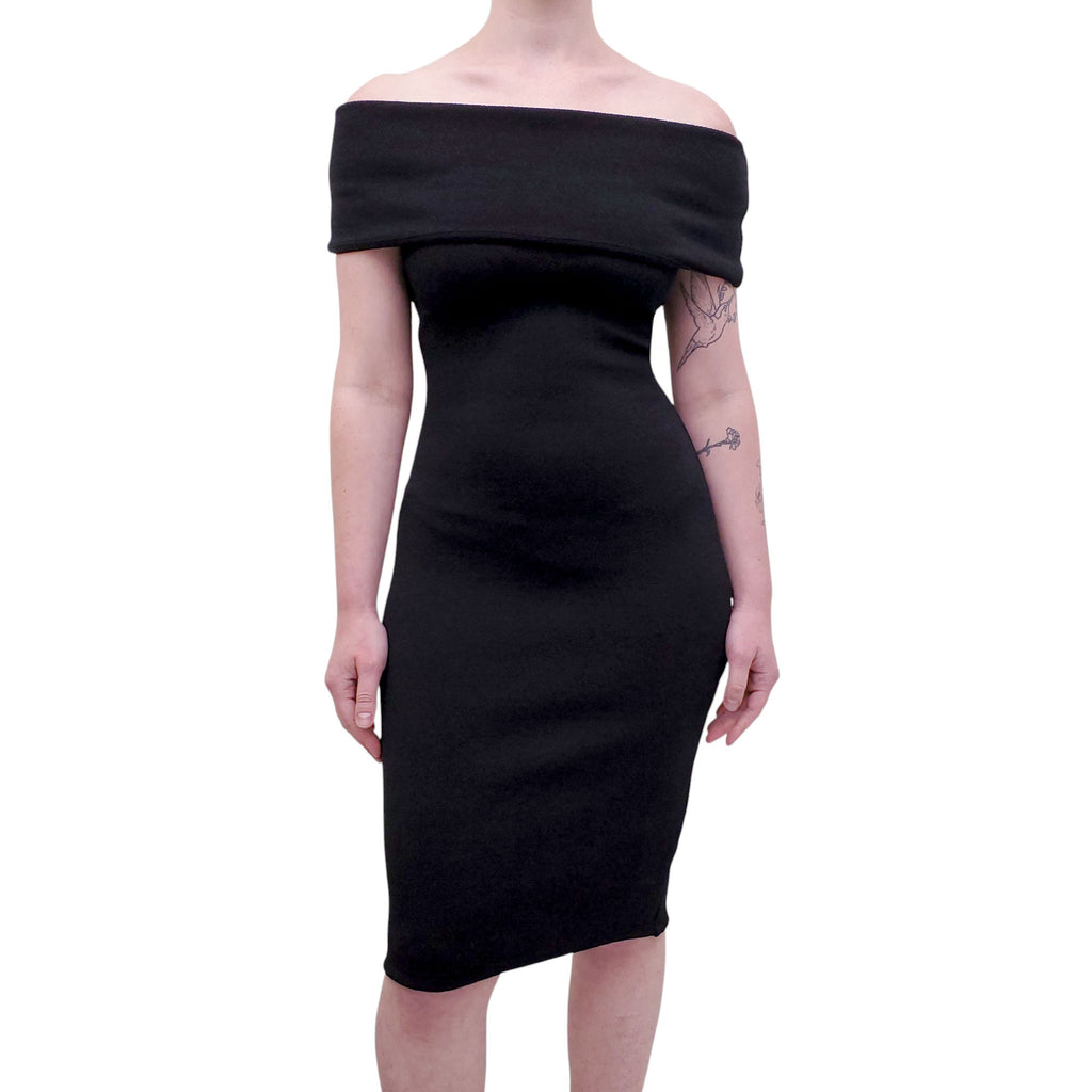 BOTTEGA VENETA BLACK TECHNICAL TEXTURED NYLON DRESS - SIZE 36