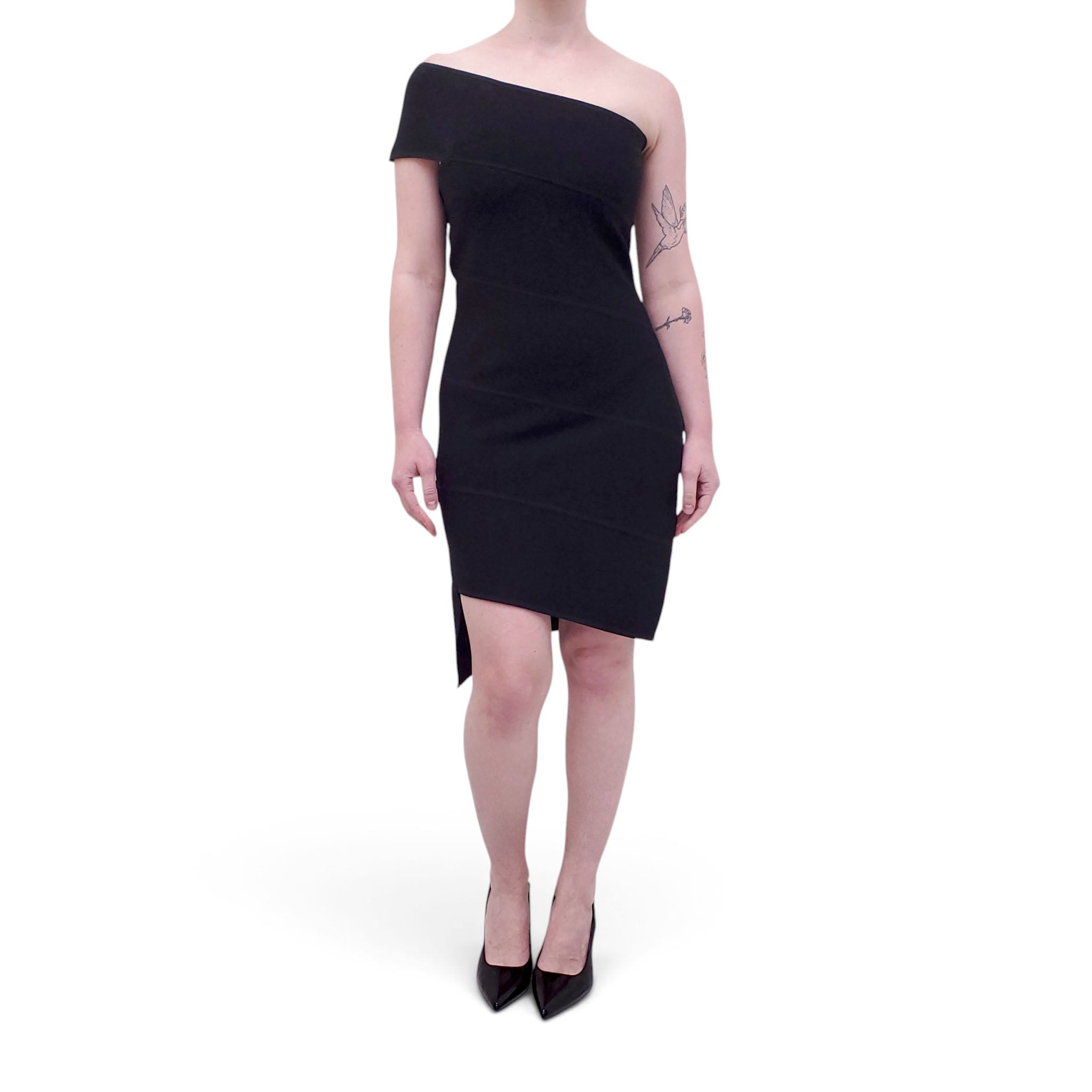 BOTTEGA VENETA BLACK FLAT RIB DRESS - SIZE S