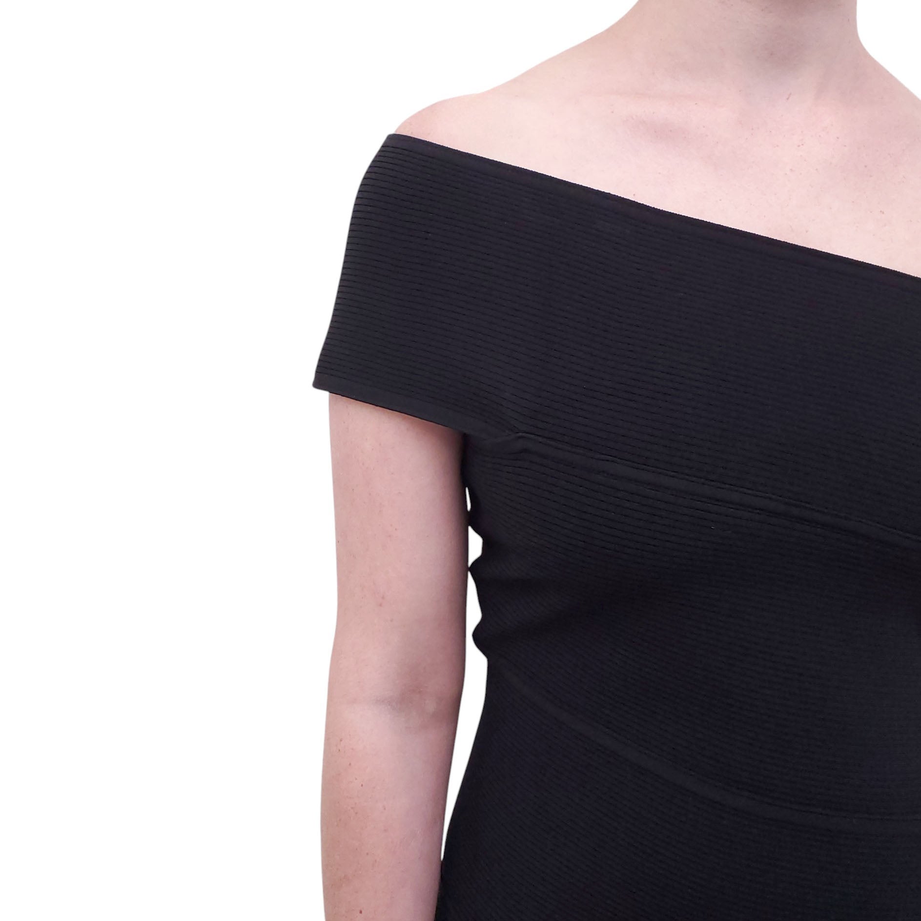 BOTTEGA VENETA BLACK FLAT RIB DRESS - SIZE S