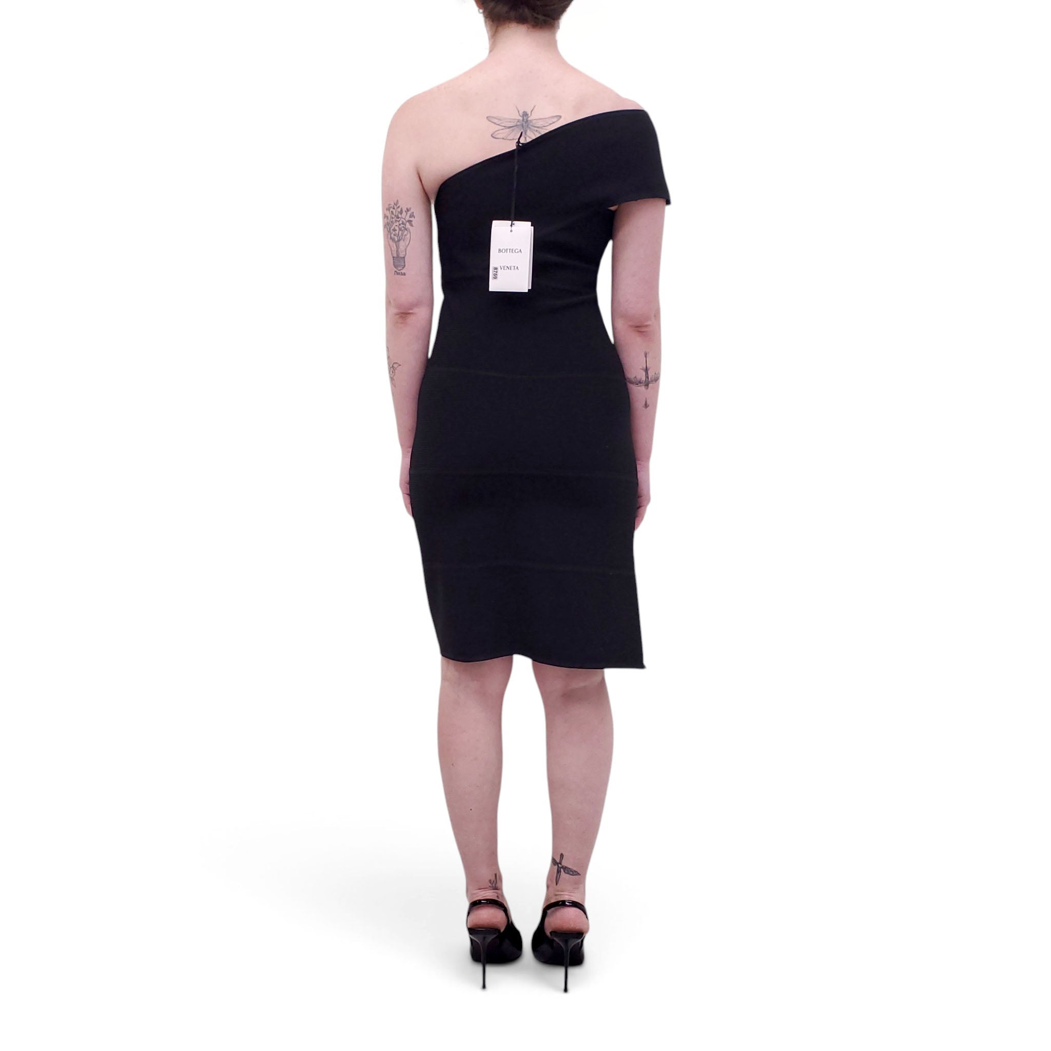 BOTTEGA VENETA BLACK FLAT RIB DRESS - SIZE S