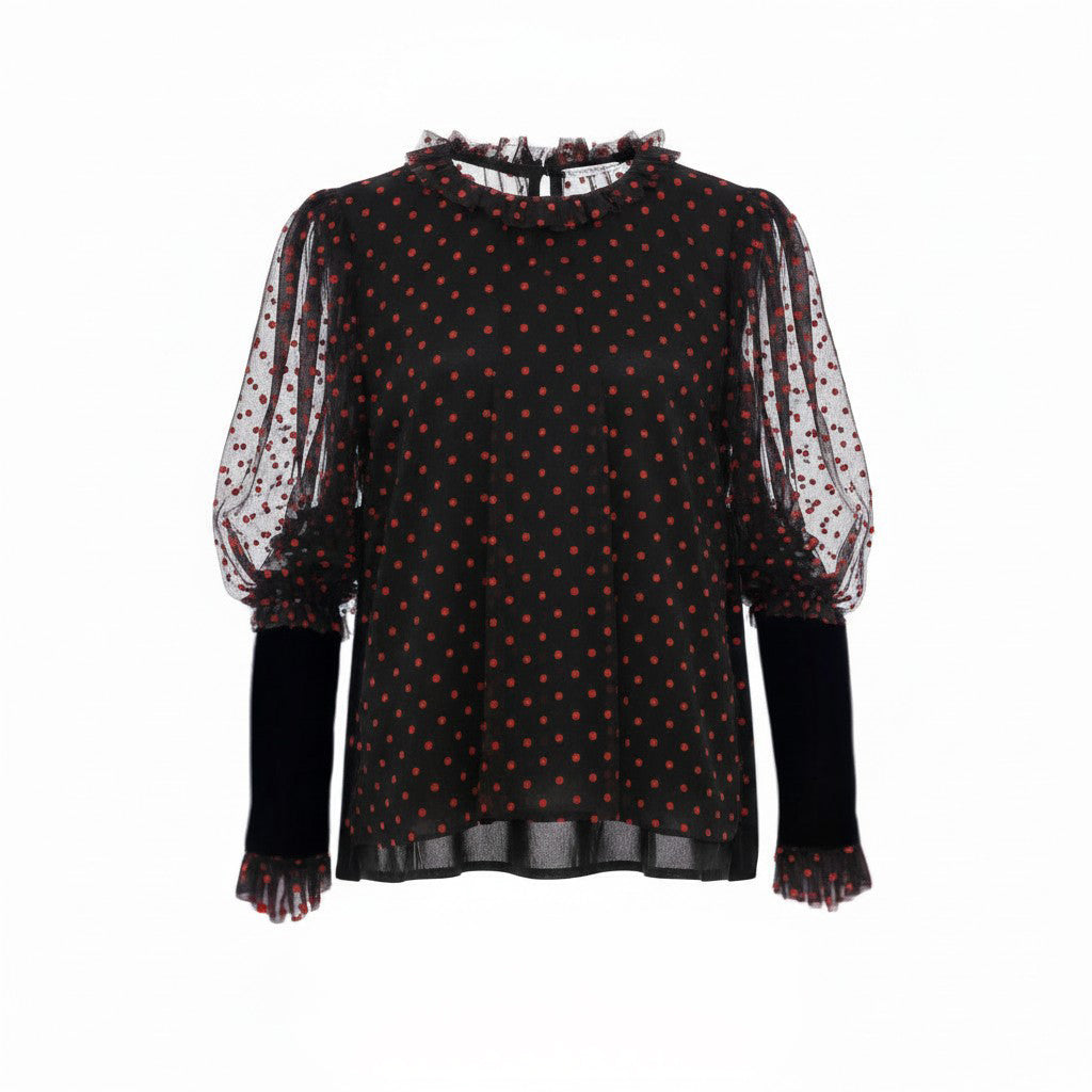 SAINT LAURENT RED POLKA DOT VINTAGE SET - SIZE 34