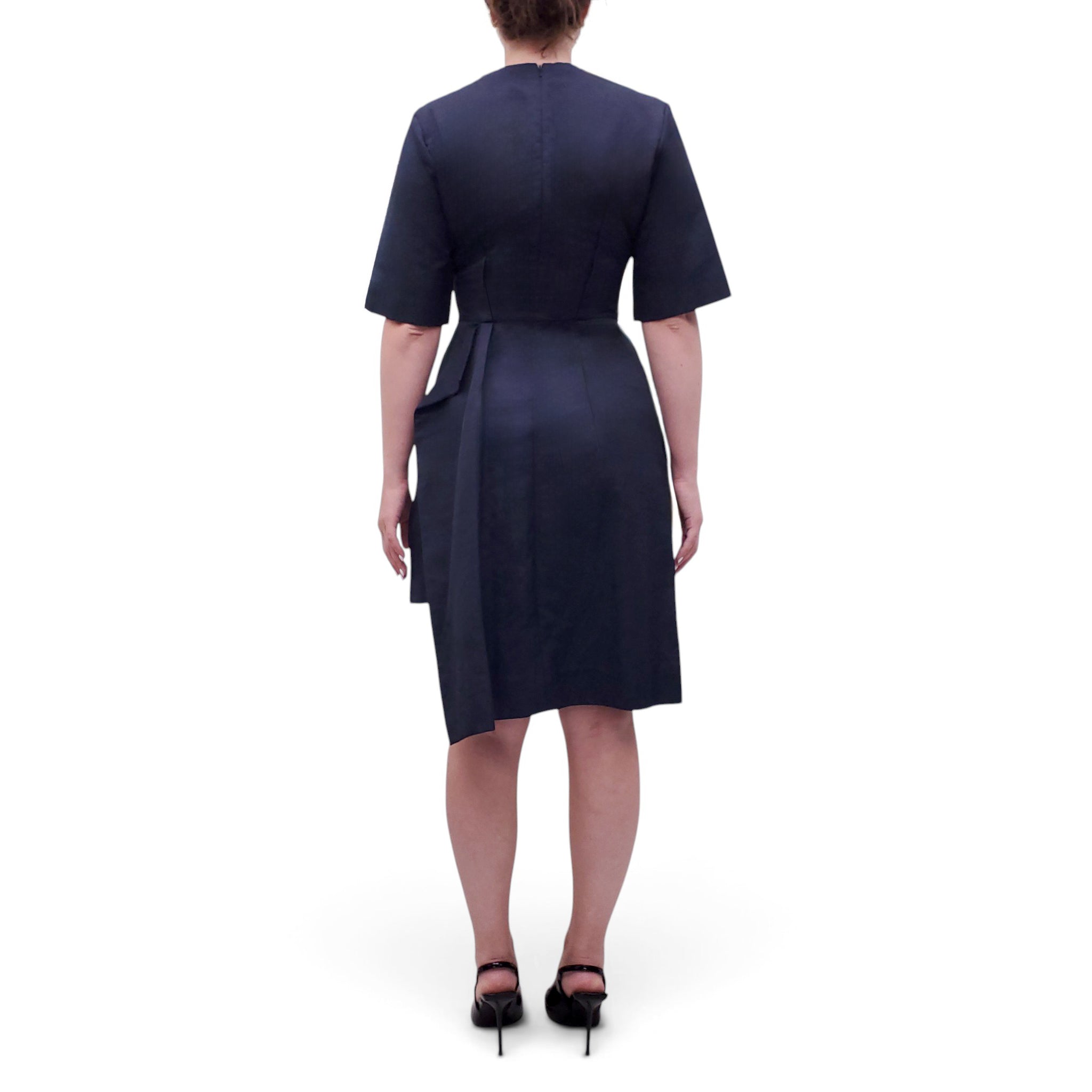 STELLA MCCARTNEY NAVY SHORT SLEEVE DRESS WITH BLACK DETAIL - SIZE 42