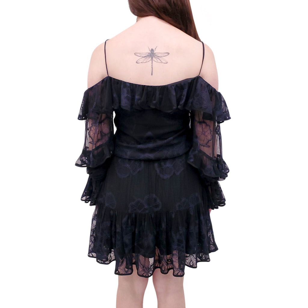 ALEXIS BLACK AND NAVY FLORAL DRESS - SIZE XS