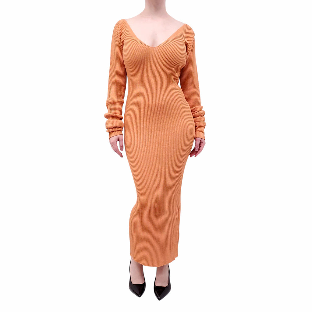 REMAIN ORANGE RIBBED SWEATER DRESS - SIZE 2