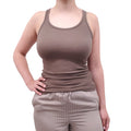 AGOLDE BROWN RIBBED TANK TOP - SIZE XS