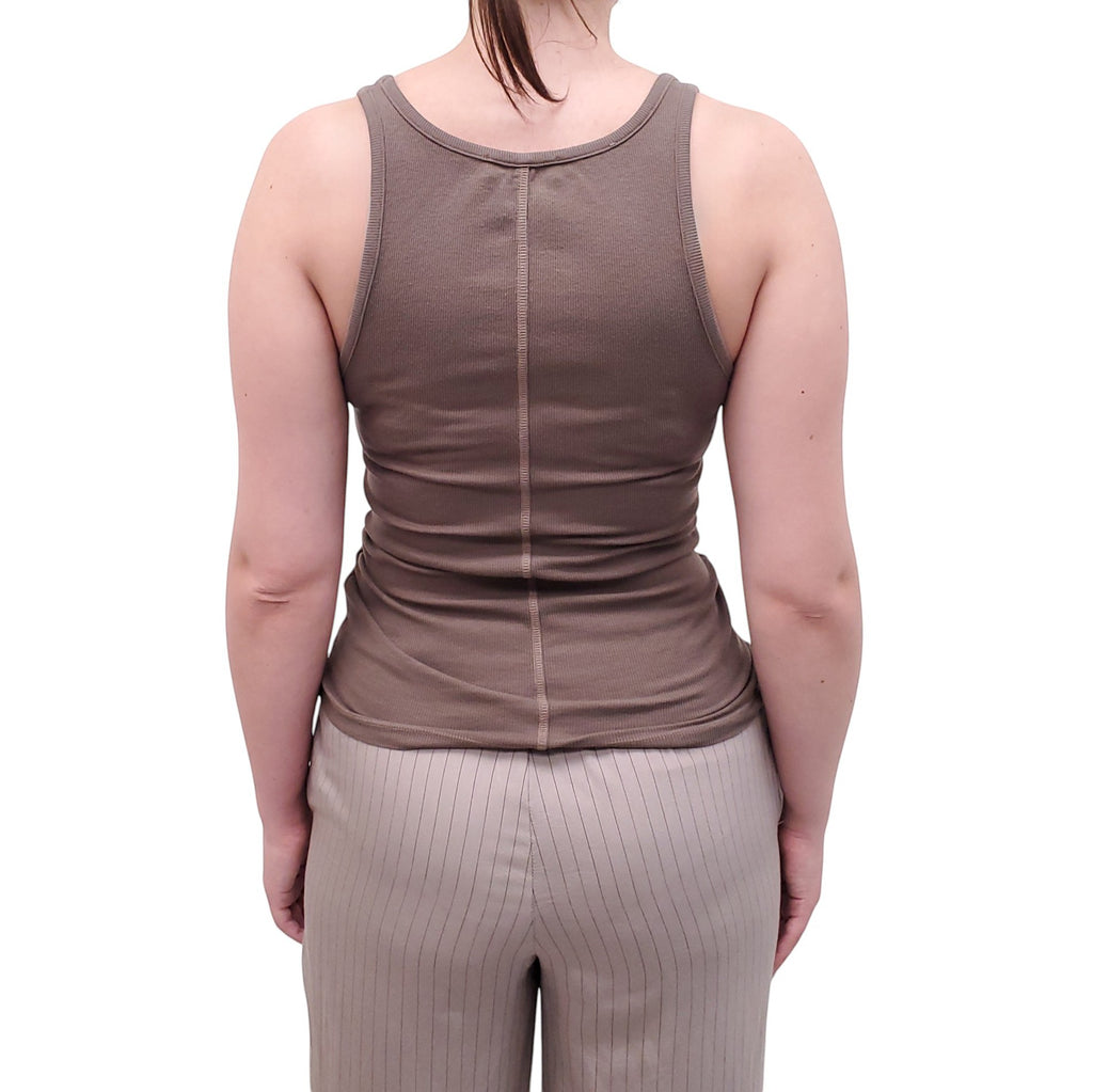 AGOLDE BROWN RIBBED TANK TOP - SIZE XS