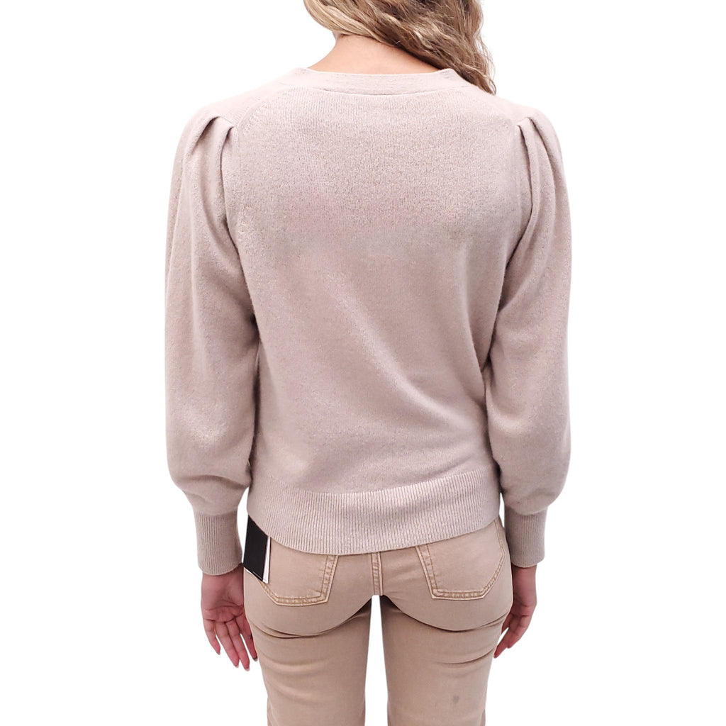 WHITE + WARREN CASHMERE TAUPE CARDIGAN - SIZE XS