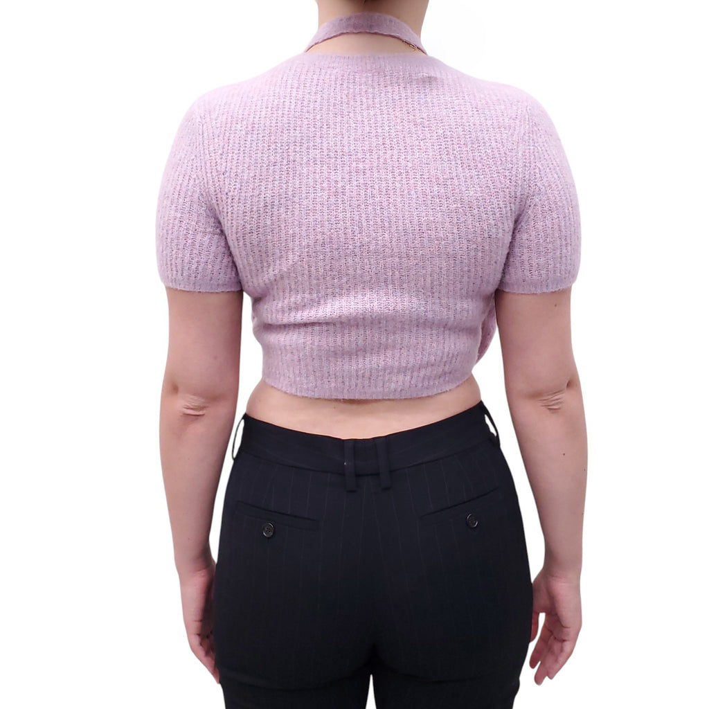ALEXANDERWANG.T PURPLE CROPPED LAYERED SWEATER - SIZE XS