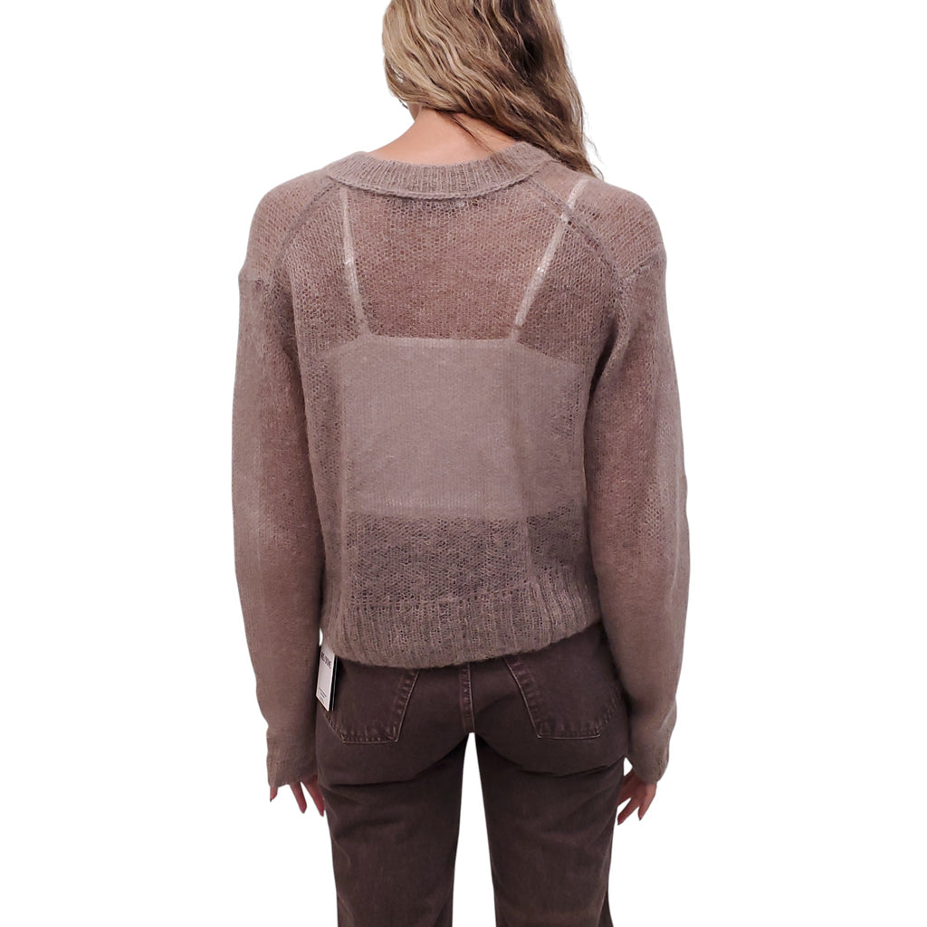 ACNE STUDIOS TAUPE KNIT V-NECK SWEATER - SIZE S