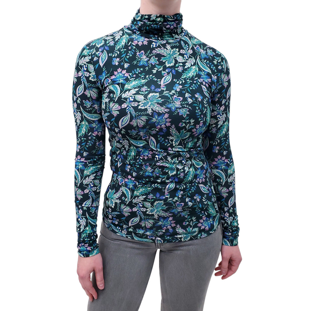 ISABEL MARANT ÉTOILE TEAL FLORAL LONG SLEEVE TOP - SIZE 34