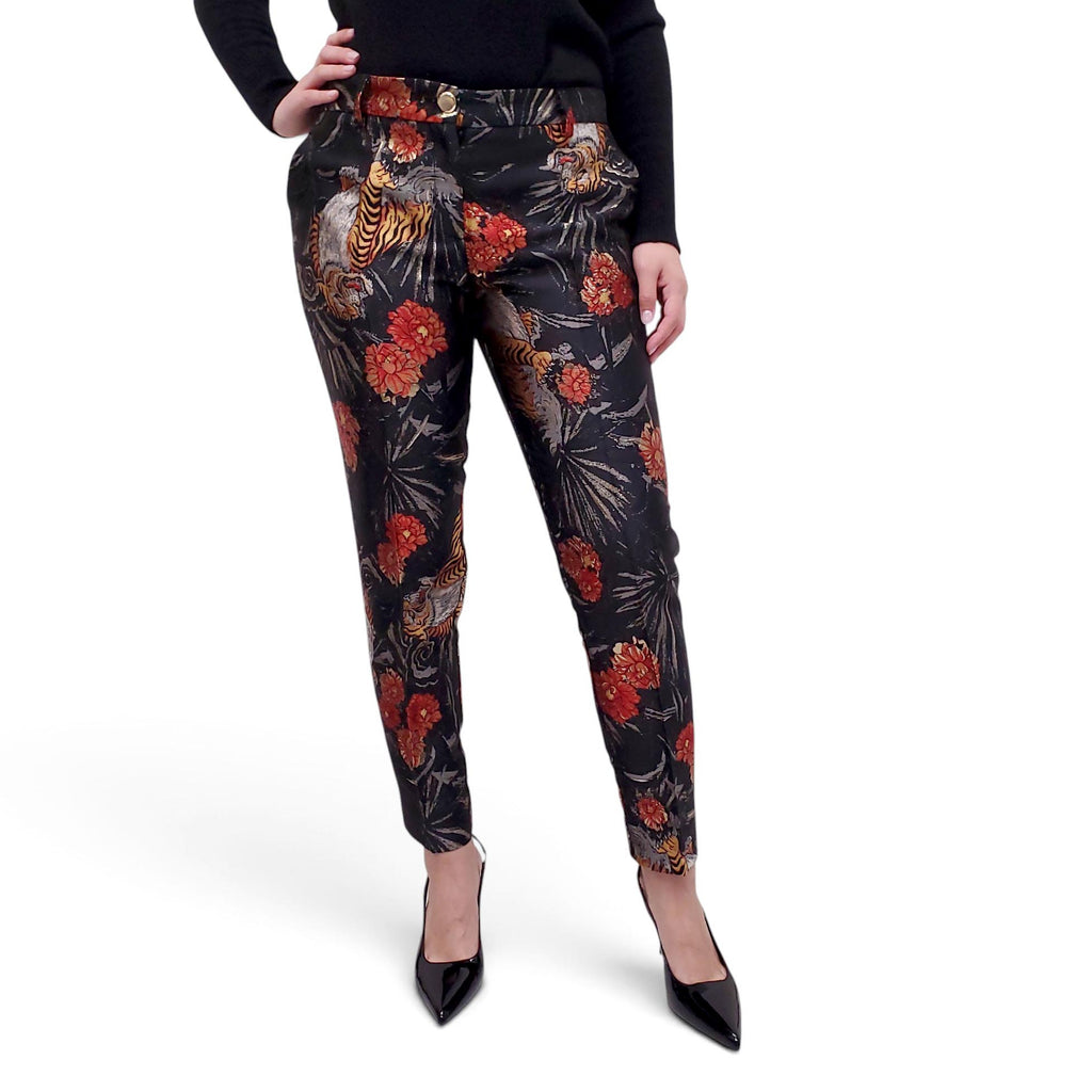 P.A.R.O.S.H. BLACK TIGER BROCADE TROUSERS - SIZE M