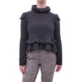 GANNI GREY KNIT RUFFLE SWEATER - SIZE S