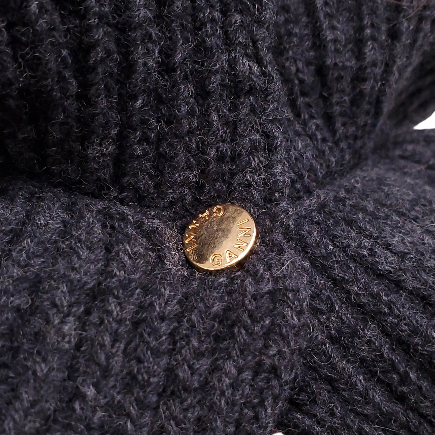 GANNI GREY KNIT RUFFLE SWEATER - SIZE S